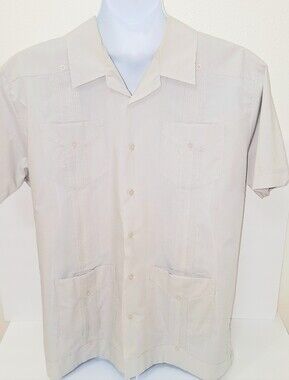 Contigo Men's White Short-Sleeve Guayabera Button-Down Shirt